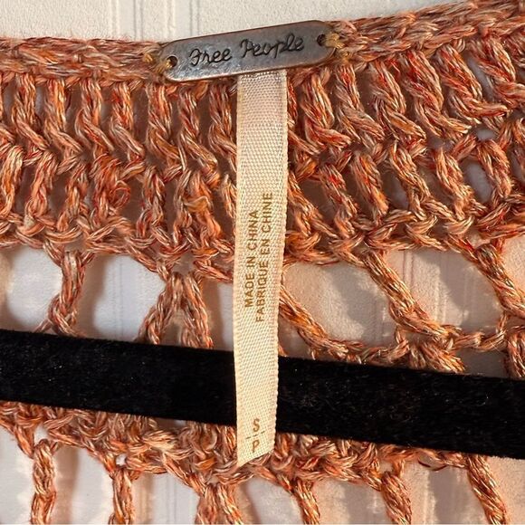 Free People Sweater Multicolor Mohair Blend Crochet Back Bell Sleeve Sz S - Picture 6 of 6